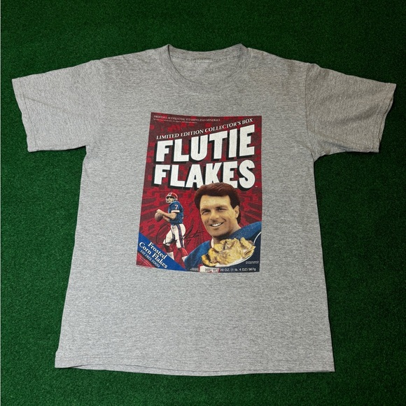 Vintage 90s RARE Flutie Flakes Buffalo Bills Quarterback Mens Medium T Shirt Tees - Short Sleeve